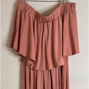 Dusty pink off the shoulder maxi dress size L
